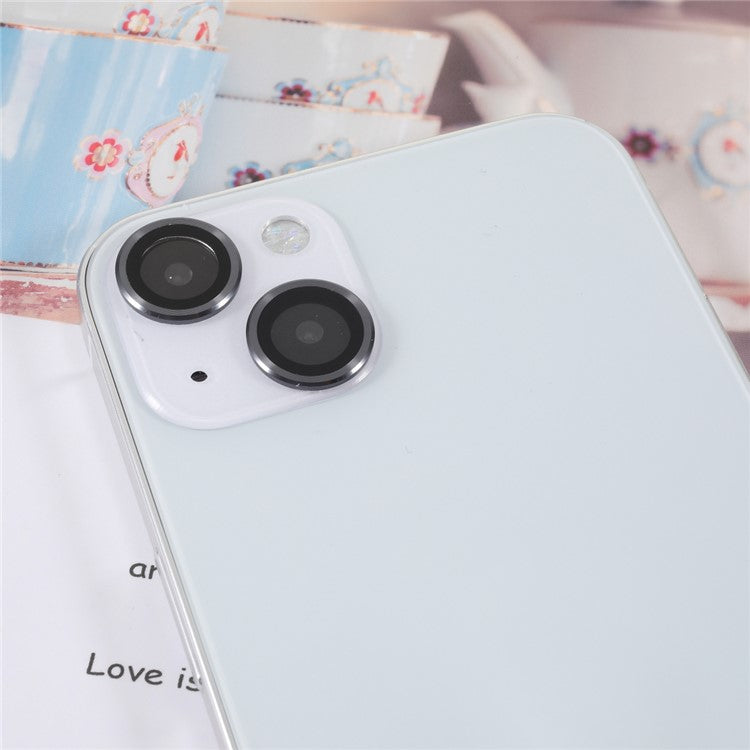 2pcs/Set Monochrome Design AGC Glass Camera Lens Protector Film Guard for iPhone 13/13 mini - Grey