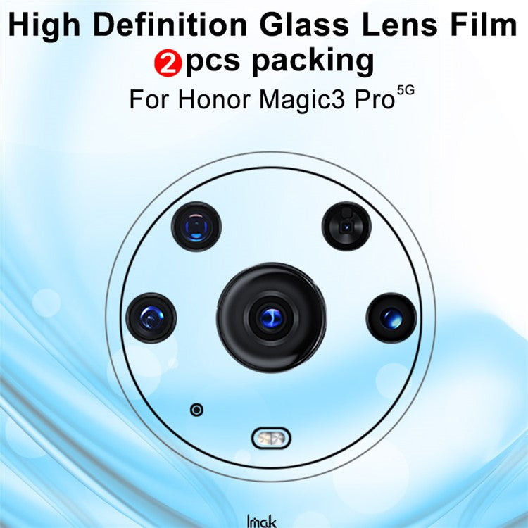 IMAK 2Pcs/Pack Ultra-Thin HD Clear Tempered Glass Camera Lens Protector Film for Honor Magic3 Pro