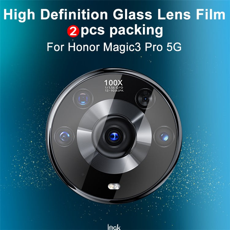 IMAK 2Pcs/Pack Ultra-Thin HD Clear Tempered Glass Camera Lens Protector Film for Honor Magic3 Pro