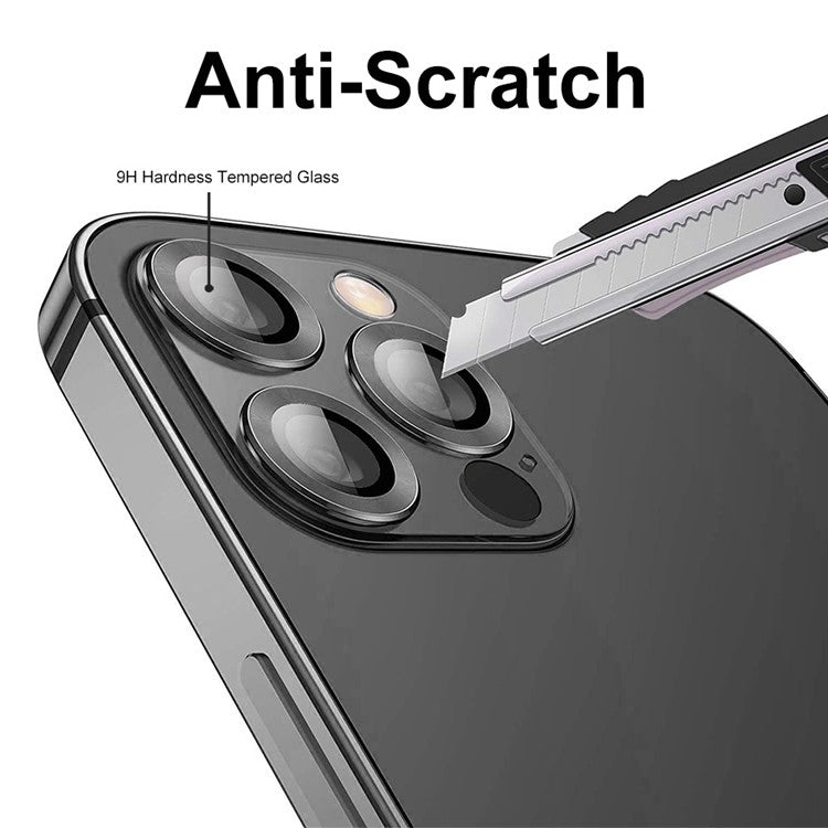 ENKAY HAT PRINCE HD Clear 9H Tempered Glass Aluminum Alloy Rear Camera Lens Ring Cover Protector (3Pcs / Group) for iPhone 13 Pro / 13 Pro Max - Graphite