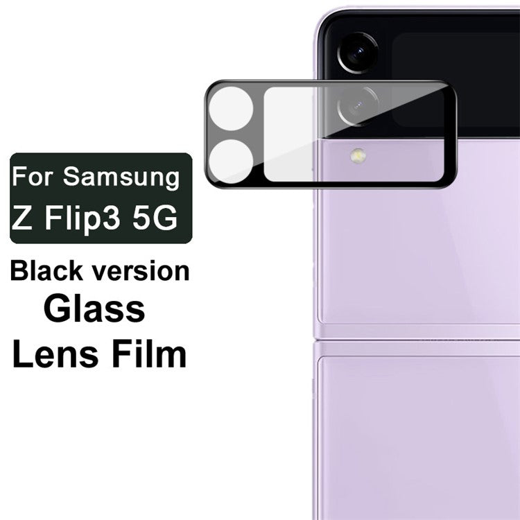 IMAK No-Bubble Scratch-Resistant Transparency Tempered Glass Camera Lens Protector (Black Version) for Samsung Galaxy Z Flip3 5G