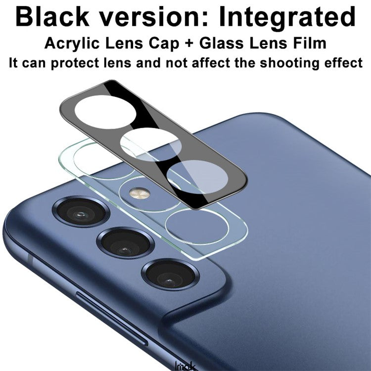 IMAK Scratch-resistant Tempered Glass Back Camera Lens Cover Film Frame Protector (Black Version) for Samsung Galaxy S21 FE 5G