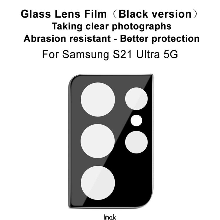 IMAK Full Coverage Scratch-resistant Tempered Glass Camera Lens Film Protector (Black Version) for Samsung Galaxy S21 Ultra 5G