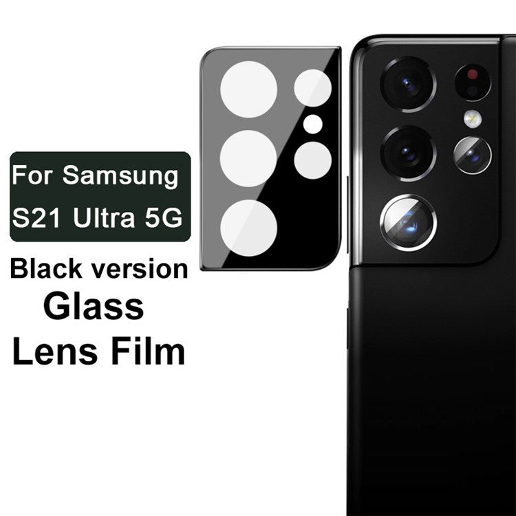 IMAK Full Coverage Scratch-resistant Tempered Glass Camera Lens Film Protector (Black Version) for Samsung Galaxy S21 Ultra 5G