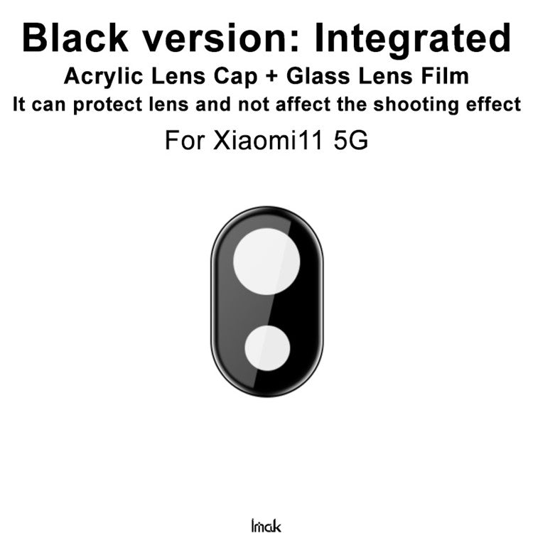 IMAK Abrasion-resistant Wear-resistant HD Clear Tempered Glass Lens Film+ Acrylic Lens Cap (Black Version) for Xiaomi Mi 11 5G