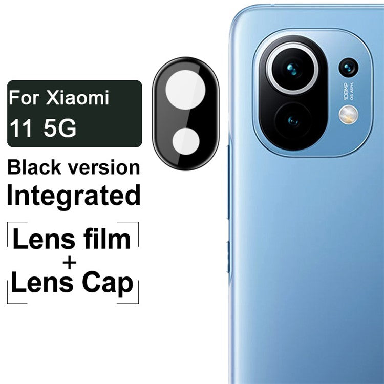 IMAK Abrasion-resistant Wear-resistant HD Clear Tempered Glass Lens Film+ Acrylic Lens Cap (Black Version) for Xiaomi Mi 11 5G