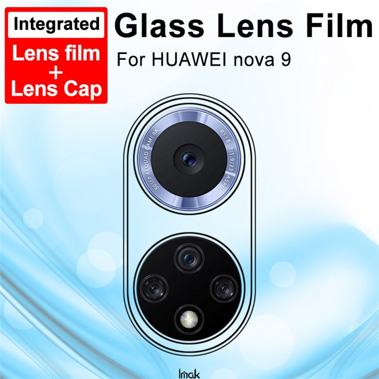 IMAK HD Clear Anti-Scratch Tempered Glass Camera Lens Protector + Acrylic Lens Cap for Huawei nova 9 / Honor 50