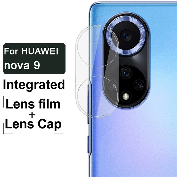 IMAK HD Clear Anti-Scratch Tempered Glass Camera Lens Protector + Acrylic Lens Cap for Huawei nova 9 / Honor 50