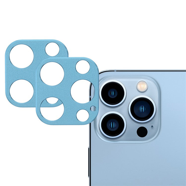 2Pcs/Set Aluminum Alloy Precise Cutout Anti-scratch Camera Lens Protectors for iPhone 13 Pro 6.1 inch/13 Pro Max 6.7 inch - Sky Blue