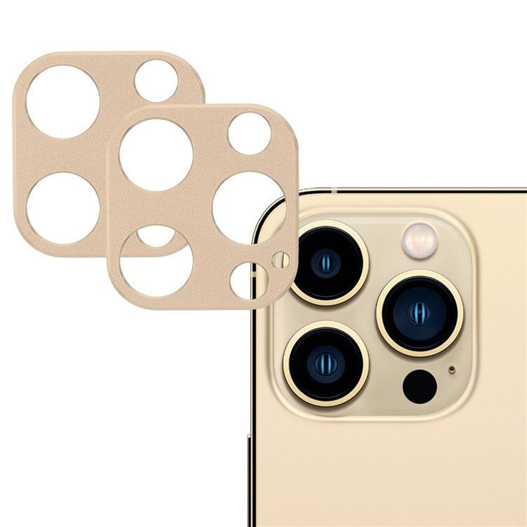 2Pcs/Set Aluminum Alloy Precise Cutout Anti-scratch Camera Lens Protectors for iPhone 13 Pro 6.1 inch/13 Pro Max 6.7 inch - Gold