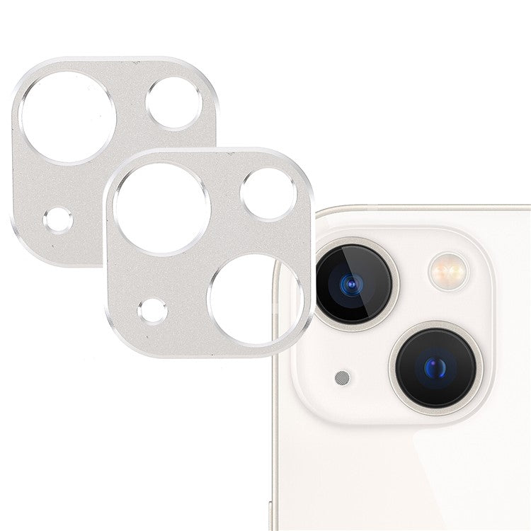 2Pcs/Set Aluminum Alloy Wear-resistant Precise Cutout Durable Camera Lens Protectors for iPhone 13 6.1 inch/13 mini 5.4 inch - White