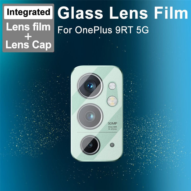 IMAK Wear-Resistant HD Clear Tempered Glass Camera Lens Protector + Acrylic Lens Cap for OnePlus 9RT 5G