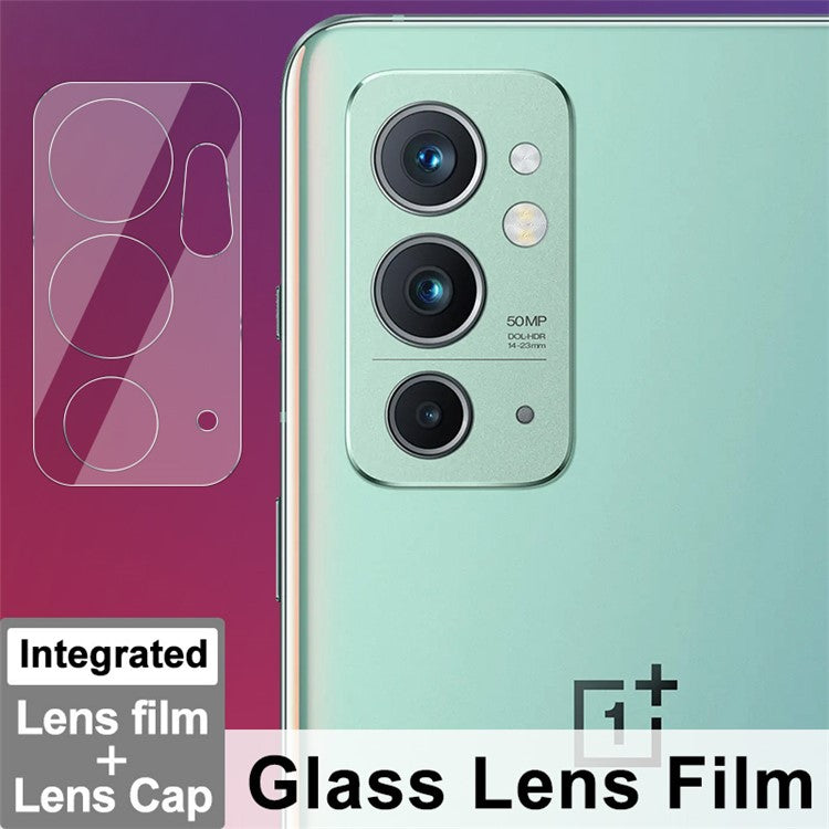 IMAK Wear-Resistant HD Clear Tempered Glass Camera Lens Protector + Acrylic Lens Cap for OnePlus 9RT 5G