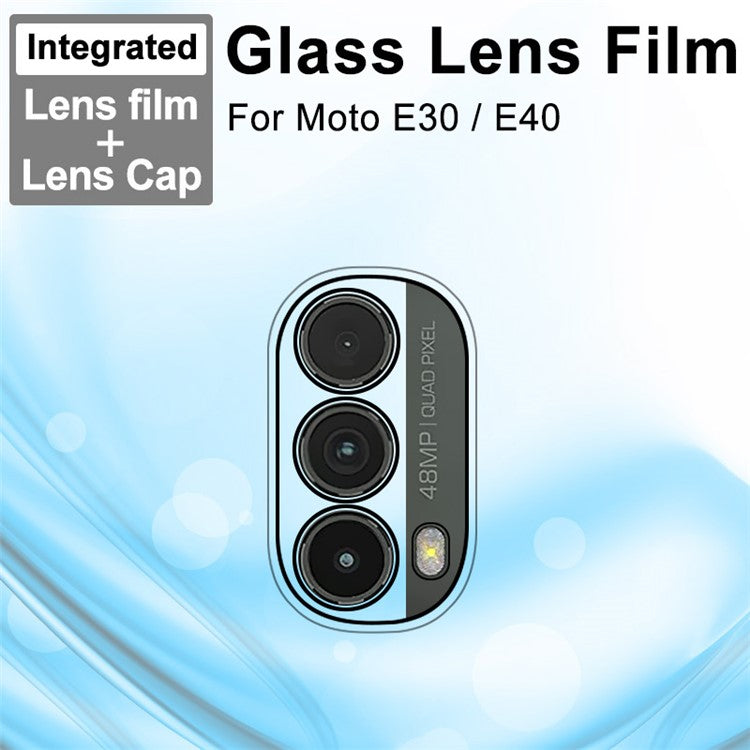 IMAK Anti-Scratch HD Tempered Glass Camera Lens Protector + Acrylic Lens Cap for Motorola Moto E30 / E40