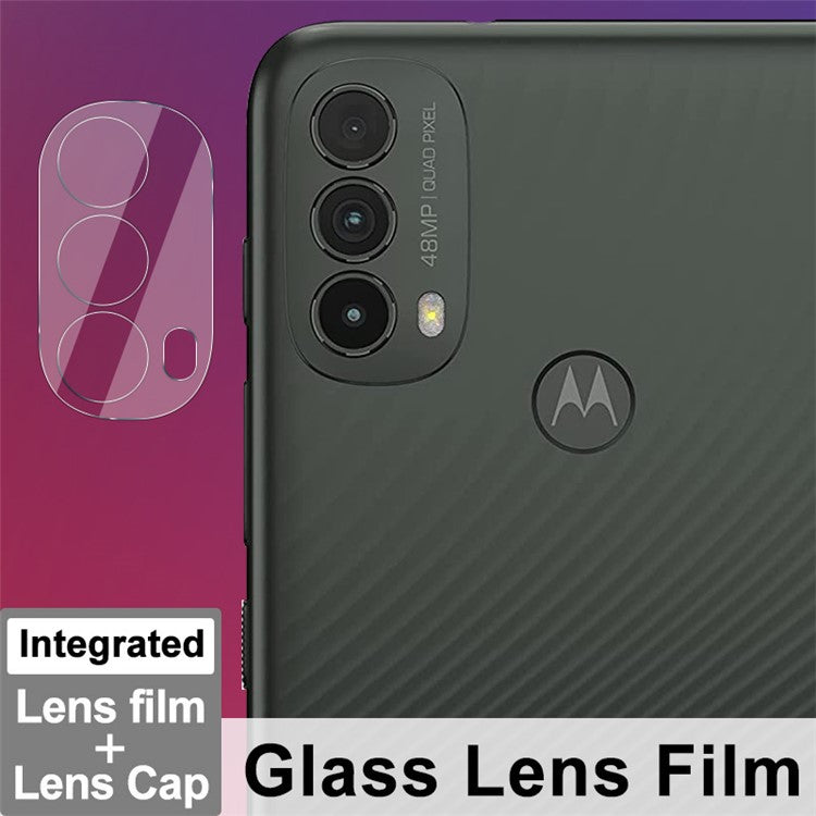 IMAK Anti-Scratch HD Tempered Glass Camera Lens Protector + Acrylic Lens Cap for Motorola Moto E30 / E40