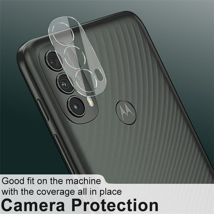 IMAK Anti-Scratch HD Tempered Glass Camera Lens Protector + Acrylic Lens Cap for Motorola Moto E30 / E40