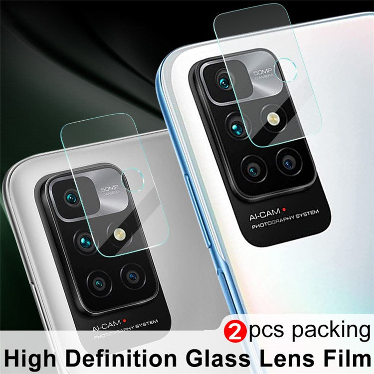 IMAK 2Pcs/Set HD Clear Full Edge to Edge Cover Tempered Glass Camera Lens Protector for Xiaomi Redmi 10 4G (Overseas Edition)