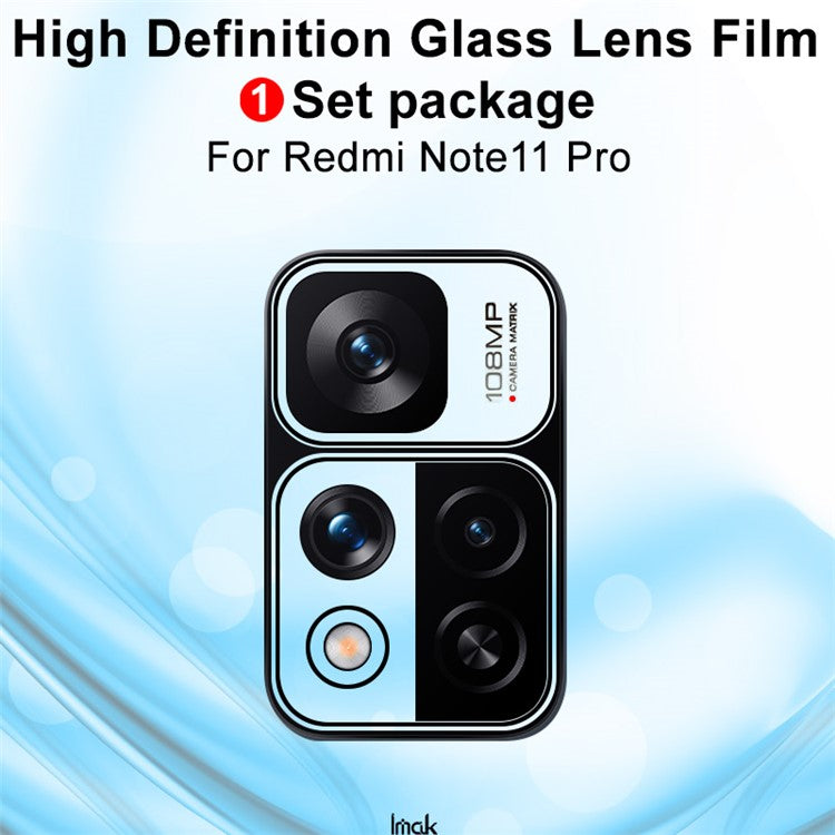 IMAK Ultra-thin HD Clear Scratches-resistant Tempered Glass Camera Lens Protector Set for Xiaomi Redmi Note 11 Pro+ 5G/Redmi Note 11 Pro 5G (China) (MediaTek)