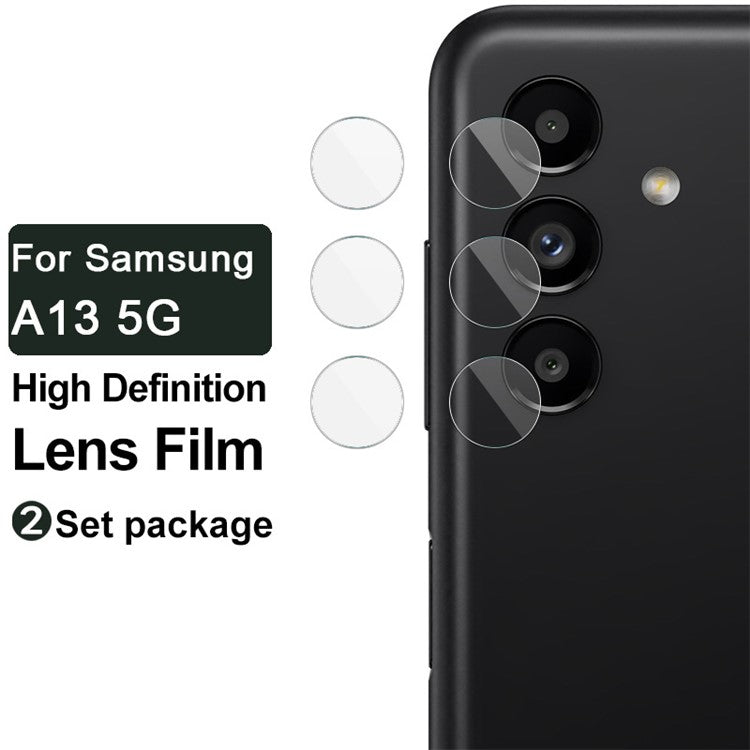 IMAK 2 Sets Full Coverage Abrasion-resitant Circle Tempered Glass Camera Lens Protectors for Samsung Galaxy A13 5G