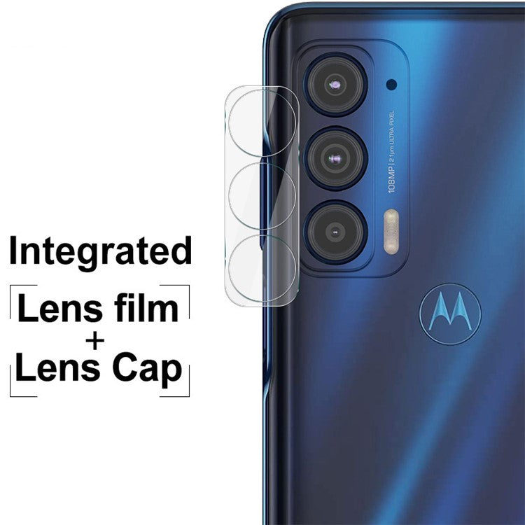 IMAK HD Case Friendly Tempered Glass Camera Lens Protector + Acrylic Lens Cap for Motorola Edge (2021)