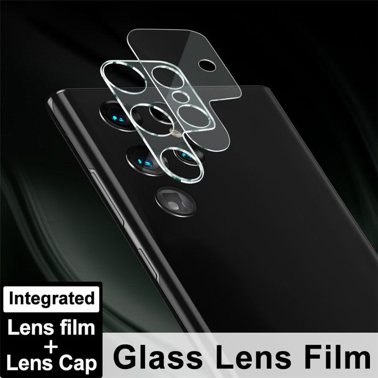 IMAK Full Cover Clear Precise Cutout Tempered Glass Camera Lens Film + Acrylic Lens Cap for Samsung Galaxy S22 Ultra 5G