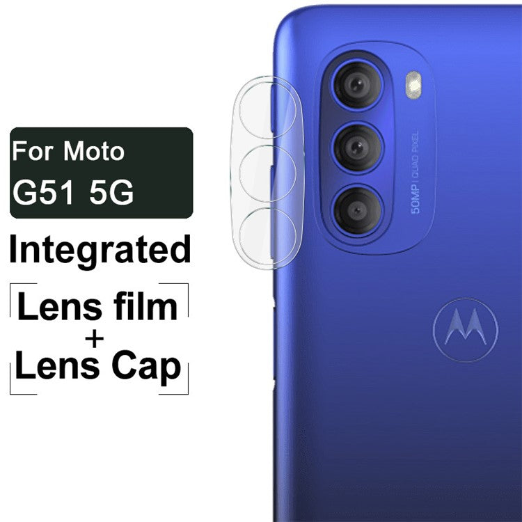 IMAK for Motorola Moto G51 5G Bubble Free Full Cover HD Clear Tempered Glass Camera Lens Film + Acrylic Lens Cap