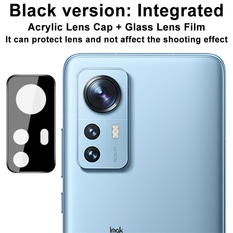 IMAK for Xiaomi 12 5G/12X 5G/12S 5G Abrasion-resistant HD Clear Anti-oil Tempered Glass Lens Film + Acrylic Lens Cap (Black Version)