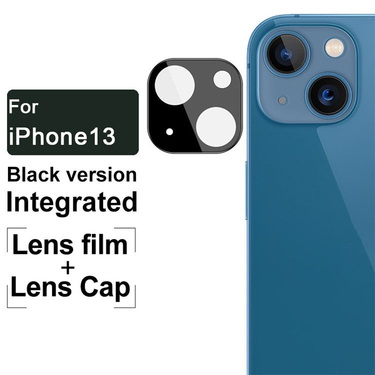 IMAK for iPhone 13 mini 5.4 inch/13 6.1 inch Black Version Scratch-Proof High Light Transmittance Tempered Glass Lens Film Covered with Acrylic Lens Cap