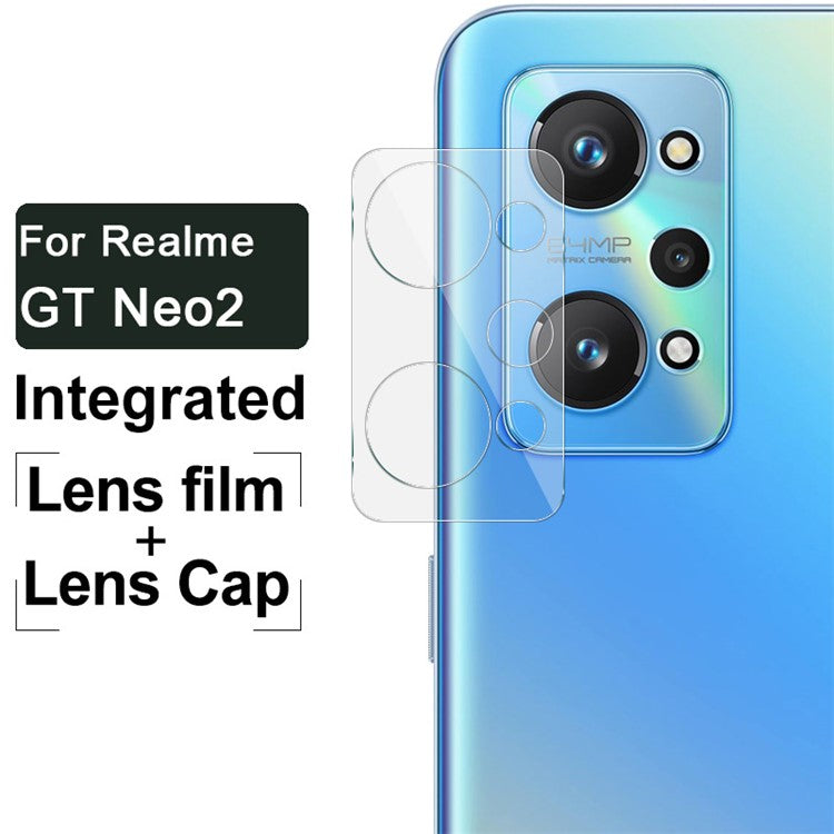 IMAK For Realme GT2/GT Neo2 5G/GT Neo 3T 5G Full Coverage Anti-scratch Tempered Glass Camera Lens Film + Transparent Acrylic Lens Cap