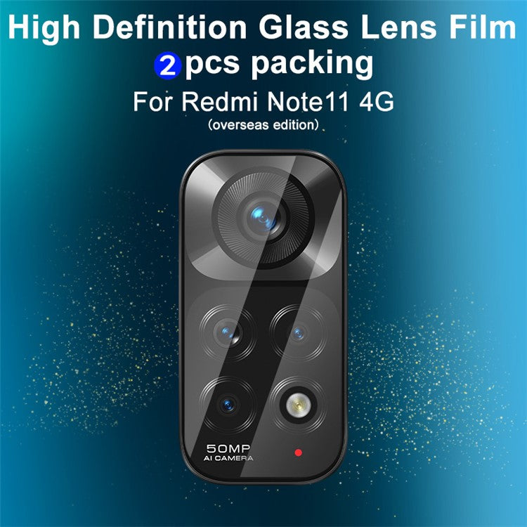 IMAK for Xiaomi Redmi Note 11 4G (Qualcomm) 2Pcs/Set Tempered Glass Precise Cutout Camera Lens Protector HD Clear Film