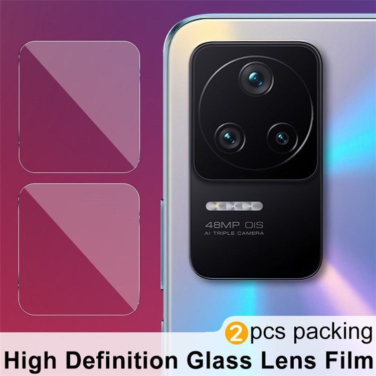 IMAK 2Pcs/Set for Xiaomi Poco F4 5G / Redmi K40S 5G Explosion-Proof Anti-wear Tempered Glass Camera Lens Protector Ultra HD Clear Film