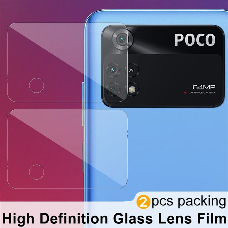 IMAK 2Pcs/Set for Xiaomi Poco M4 Pro 4G Wear-resistant No Bubble HD Tempered Glass Camera Lens Protector Film