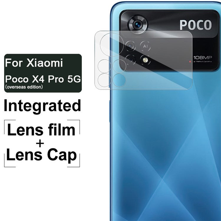 IMAK For Xiaomi Poco X4 Pro 5G Full Coverage High Transparency Clear Tempered Glass Camera Lens Film + Acrylic Lens Cap