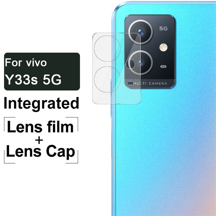 IMAK For vivo Y33s 5G High Transparency Clear HD Full Coverage Tempered Glass Camera Lens Film + Acrylic Lens Cap