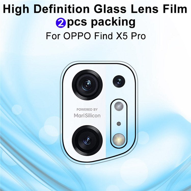 IMAK for Oppo Find X5 Pro 2Pcs/Set Strong Camera Lens Protector Super Transparent Tempered Glass Film