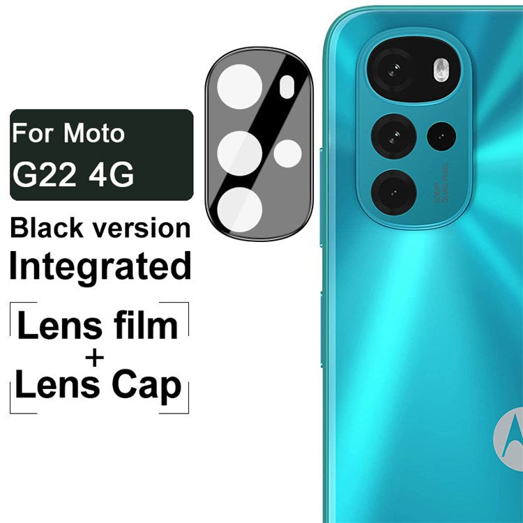 IMAK For Motorola Moto G22 4G Integrated HD Clear Anti-scratch Tempered Glass Lens Film + Acrylic Lens Cap (Black Version)