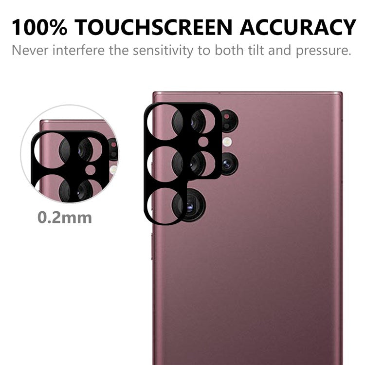 For Samsung Galaxy S22 Ultra 5G Camera Lens Protector Black Edge AGC Tempered Glass HD Clear Anti-Scratch Film