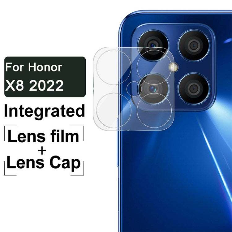 IMAK for Honor X8 4G (2022) Integrated Camera Lens Protector Clear Tempered Glass Film + Acrylic Lens Cap