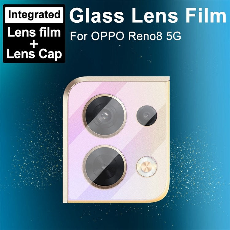 IMAK for Oppo Reno8 5G / Reno8 5G (Global Version) Integrated Camera Lens Protector Scratch-Resistant Tempered Glass Lens Film + Acrylic Lens Cap