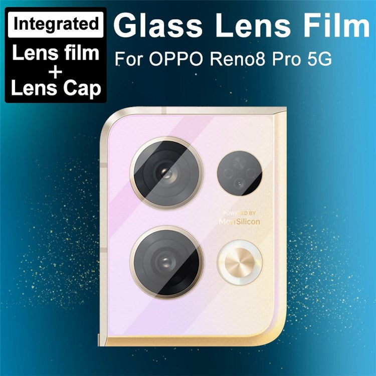 IMAK for Oppo Reno8 Pro 5G HD Tempered Glass Lens Film + Acrylic Lens Cap Anti-Scratch Integrated Camera Lens Protector