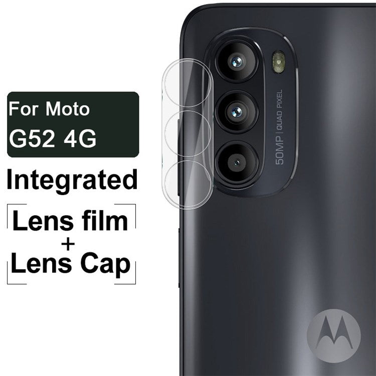 IMAK for Motorola Moto G52 4G Integrated Tempered Glass Lens Film + Acrylic Lens Cap HD Clear Scratch-Resistant Camera Lens Cover Accessories