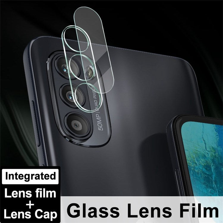 IMAK for Motorola Moto G52 4G Integrated Tempered Glass Lens Film + Acrylic Lens Cap HD Clear Scratch-Resistant Camera Lens Cover Accessories