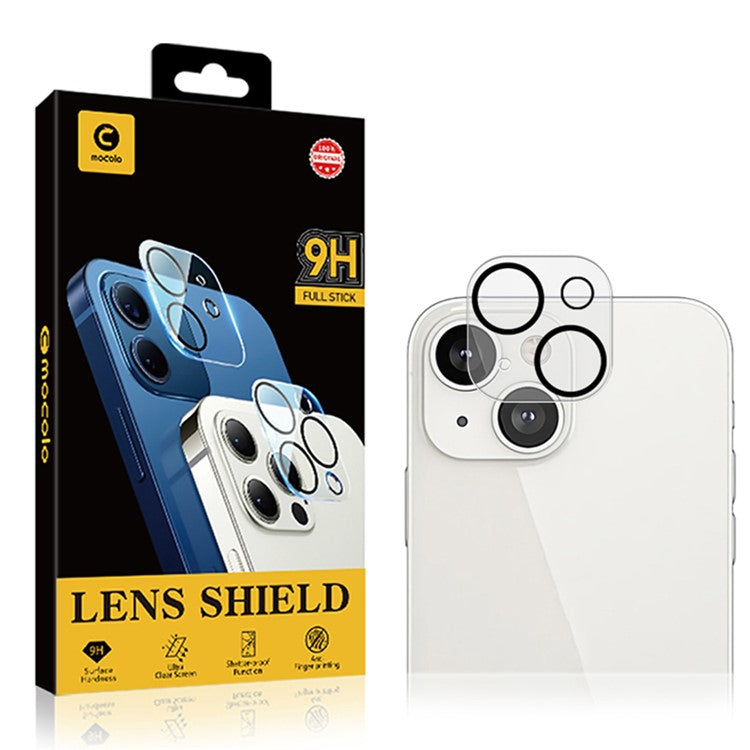 MOCOLO Camera Lens Protector for iPhone 15 / 15 Plus Silk Printing HD Tempered Glass Lens Film with Night Circle