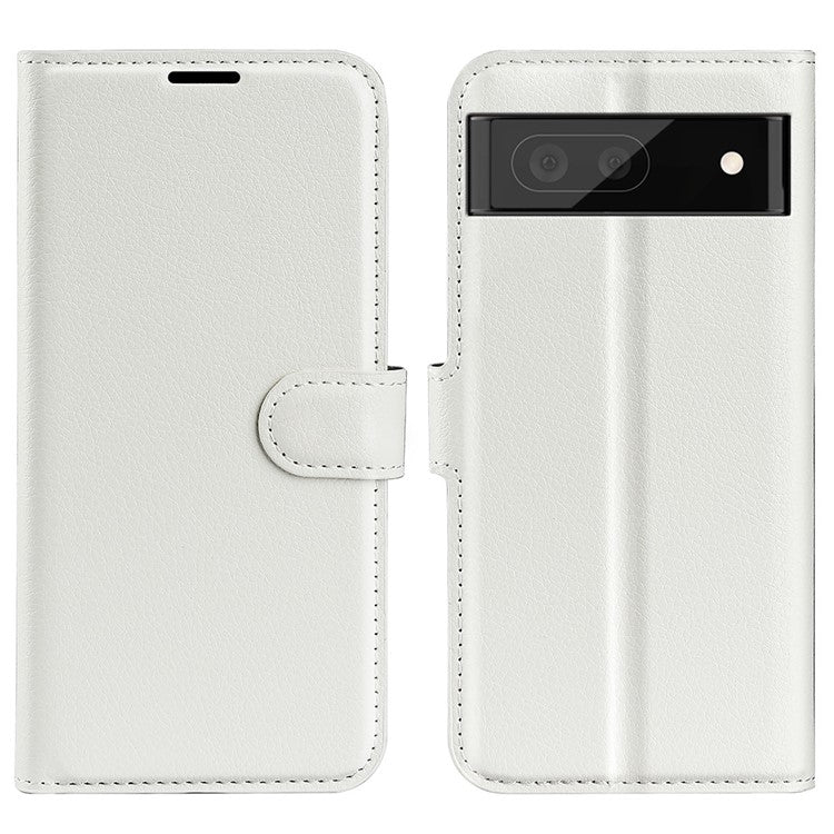 For Google Pixel 7 Pro 5G PU Leather Smartphone Cover Wallet Stand Litchi Texture Anti-scratch Case Shell - White