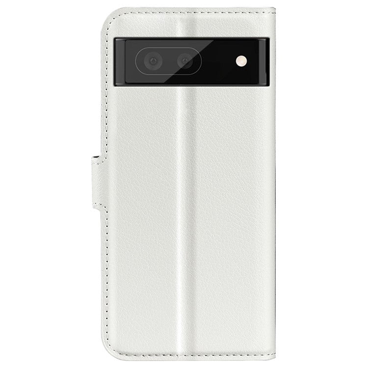 For Google Pixel 7 Pro 5G PU Leather Smartphone Cover Wallet Stand Litchi Texture Anti-scratch Case Shell - White