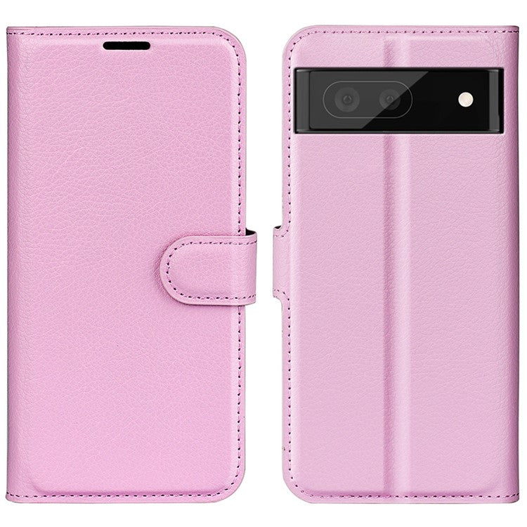 For Google Pixel 7 Pro 5G PU Leather Smartphone Cover Wallet Stand Litchi Texture Anti-scratch Case Shell - Pink