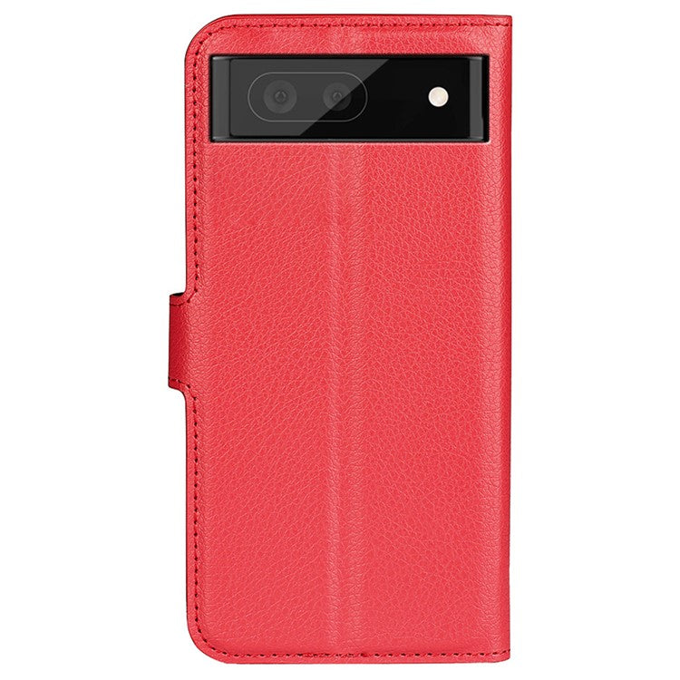 For Google Pixel 7 Pro 5G PU Leather Smartphone Cover Wallet Stand Litchi Texture Anti-scratch Case Shell - Red