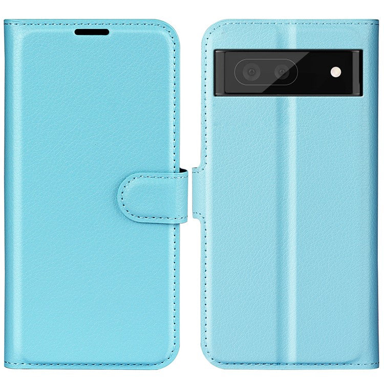 For Google Pixel 7 Pro 5G PU Leather Smartphone Cover Wallet Stand Litchi Texture Anti-scratch Case Shell - Blue