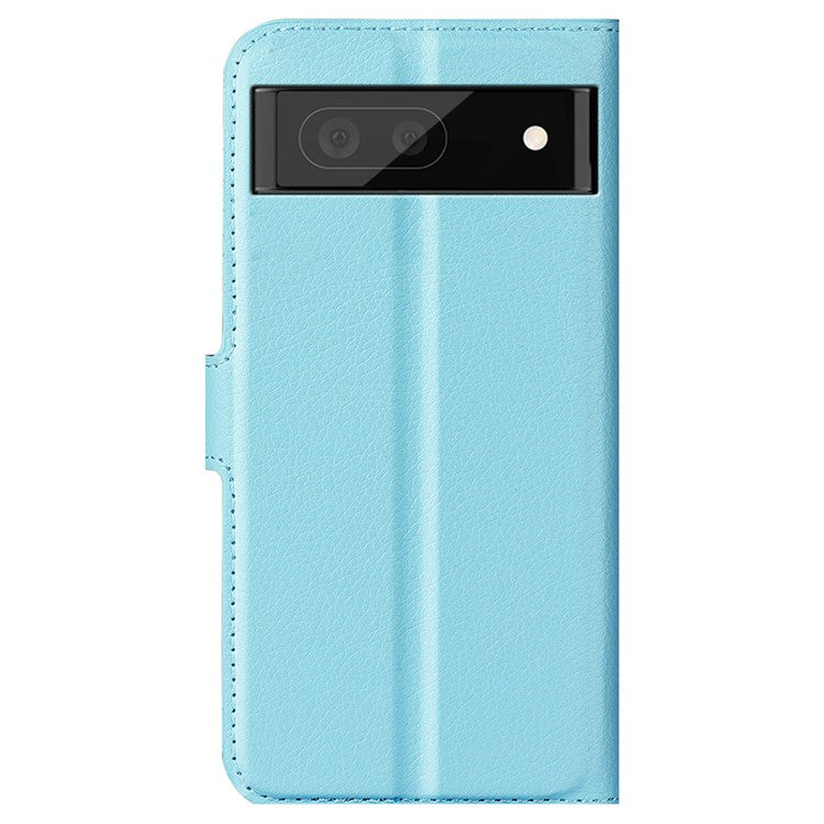 For Google Pixel 7 Pro 5G PU Leather Smartphone Cover Wallet Stand Litchi Texture Anti-scratch Case Shell - Blue