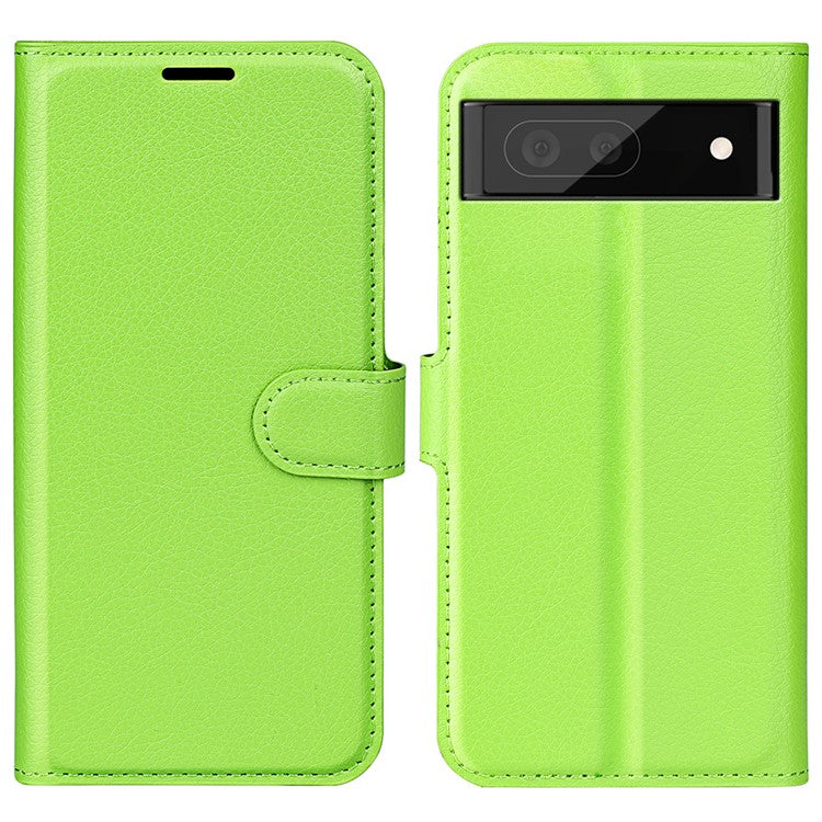 For Google Pixel 7 Pro 5G PU Leather Smartphone Cover Wallet Stand Litchi Texture Anti-scratch Case Shell - Green